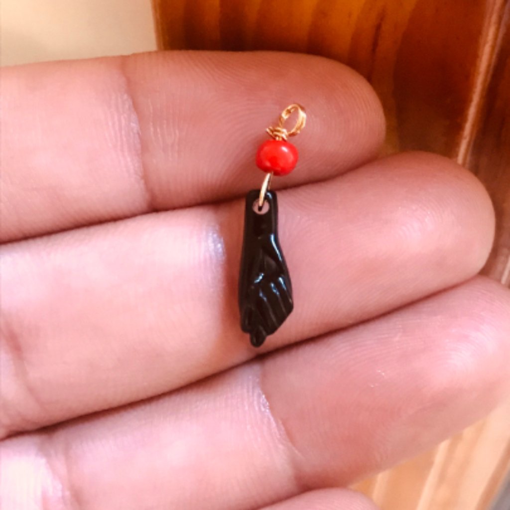 Gold Filled Black Azabache Hand Plastic Pendant